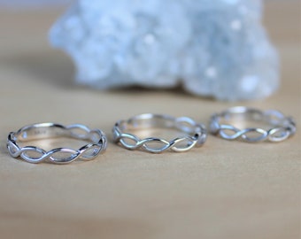 Sterling Silver Braided Ring / Solid Silver Stacking Ring / Stackable Ring / Minimalist Ring