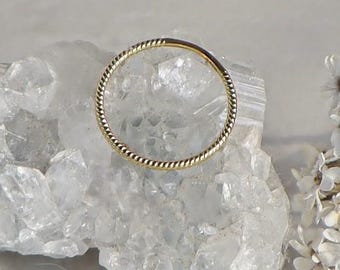 14k Gold Filled Twisted Rope Ring / Minimalist Stack Ring / Twist Stacking Ring / Braided Band Ring / Thin Stackable Ring