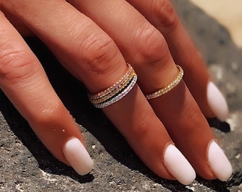 Dainty Gold Filled Cubic Zirconia Ring / Eternity Band Ring / Stackable Ring / Minimal Rings / Wedding Ring