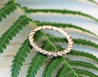 18k Rose Gold Filled Twisted Rope Ring / Rose Gold Stack Ring / Twist Stacking Rope Ring / Minimal Gold Ring