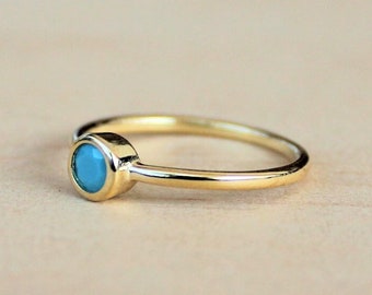 Dainty Gold Turquoise Ring / Gold Stacking Ring / December Birthstone Ring / Minimal Jewelry