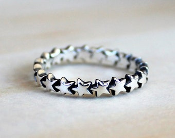 Star Sterling Silver Stack Ring / Tiny Star Ring / Cosmic Galaxy Ring / Sterling Silver 925 Delicate Stacking Ring