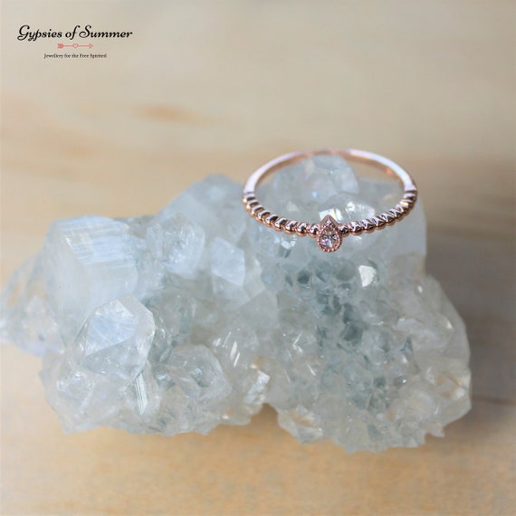 Dainty Austrian Crystal Stacking Ring / Promise Ring / Stackable Ring / Minimal Rings / 18k Rose Gold Filled Ring