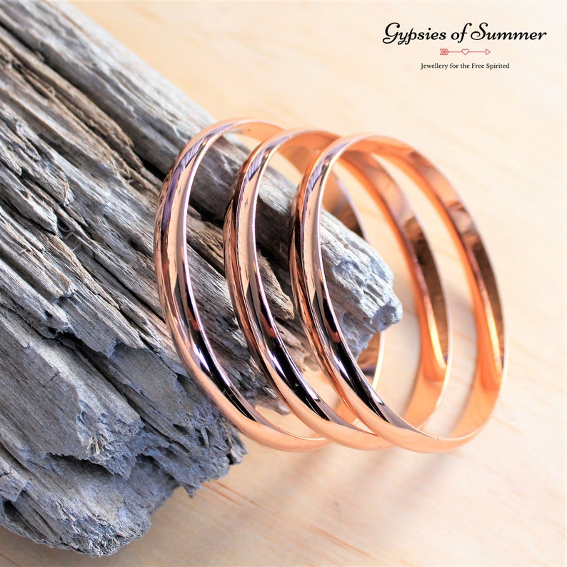 18k Rose Gold Filled Bangle / Stacking Gold Bangle / 8mm Width Etsy