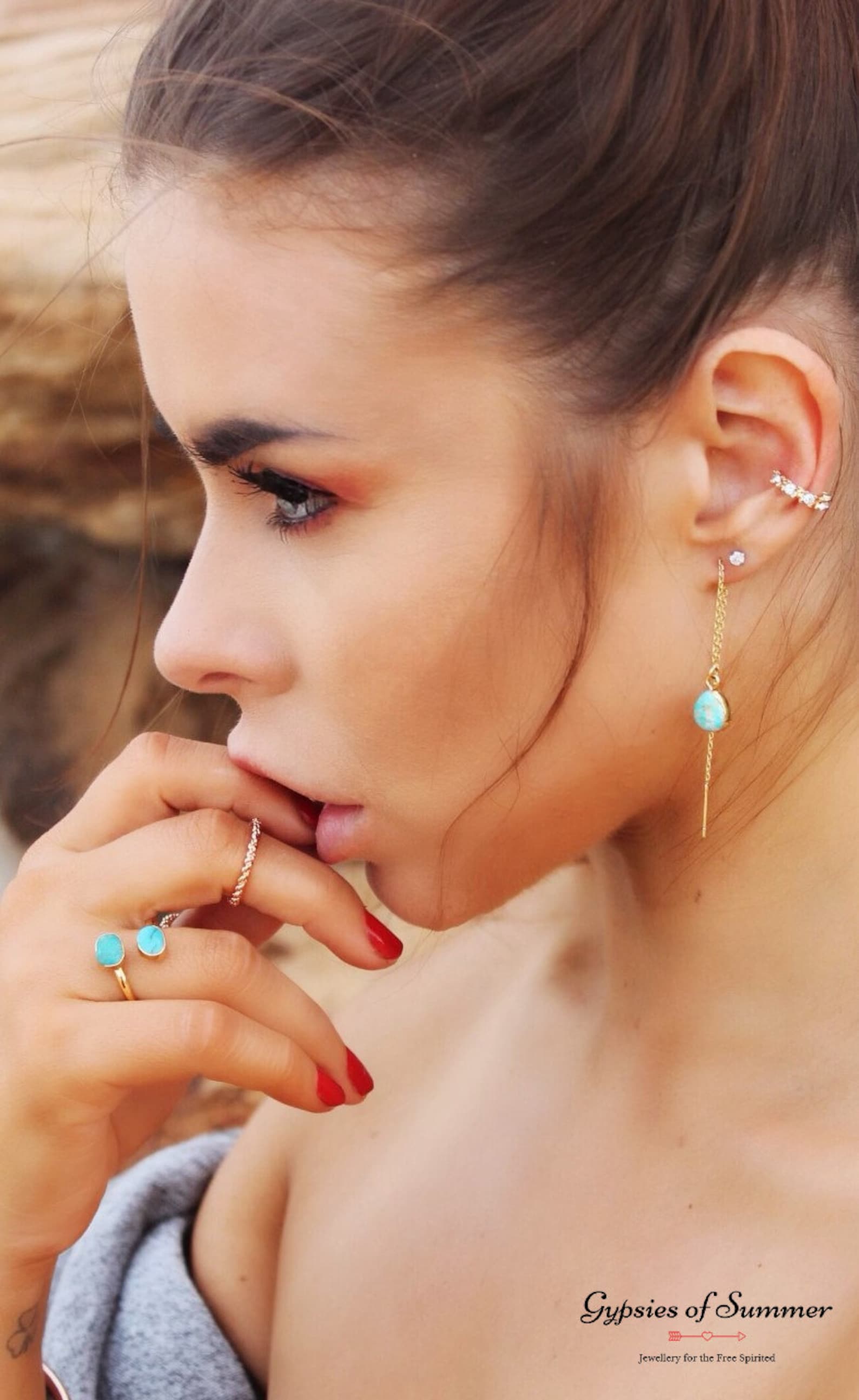 Hanging on a Thread Earrings (Metallic Turquoise)