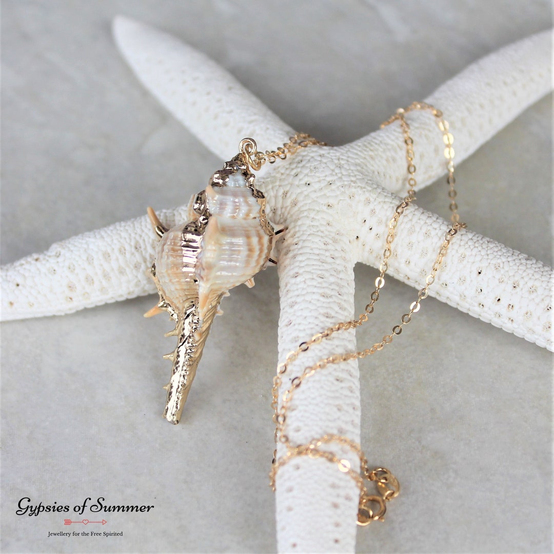 Natural Seashell Gold Necklace / Shell Jewellery / Mermaid Jewelry / Statement / Delicate