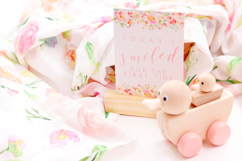 Baby Shower Gift New Baby Girl Gift Baby Girl Floral Blossom Milestones Baby Milestone Cards Baby Keepsake Baby Monthly Photo Cards