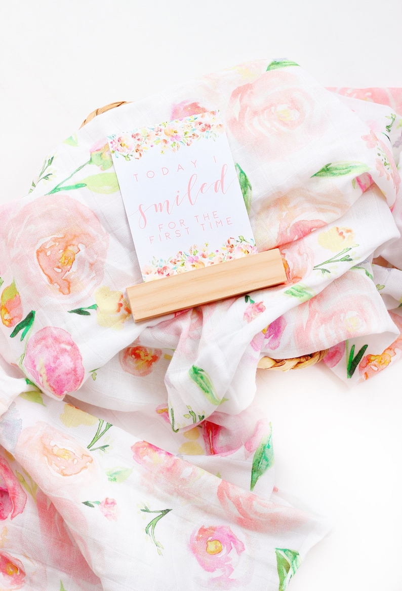 Baby Shower Gift New Baby Girl Gift Baby Girl Floral Blossom Milestones Baby Milestone Cards Baby Keepsake Baby Monthly Photo Cards
