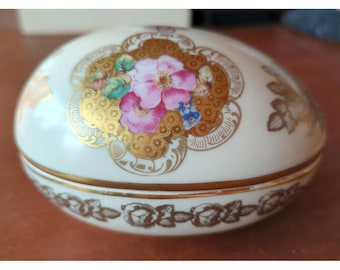 Antique Gorgeous German Deutschland Easter Egg Candy Container with Lid Marked