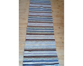 Antique Imported Swedish Hand Made Rag Rug Runner (25" x 94" ) Very Pretty