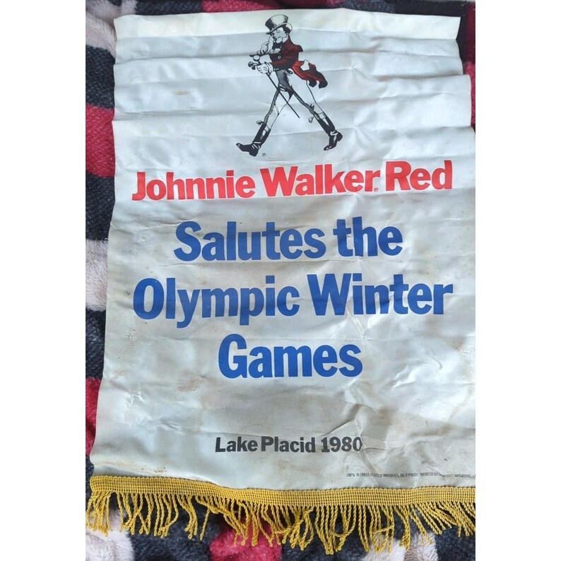 Bannière vintage Johnnie Walker Red Lake Placid pour les Jeux olympiques de 1980 image 2