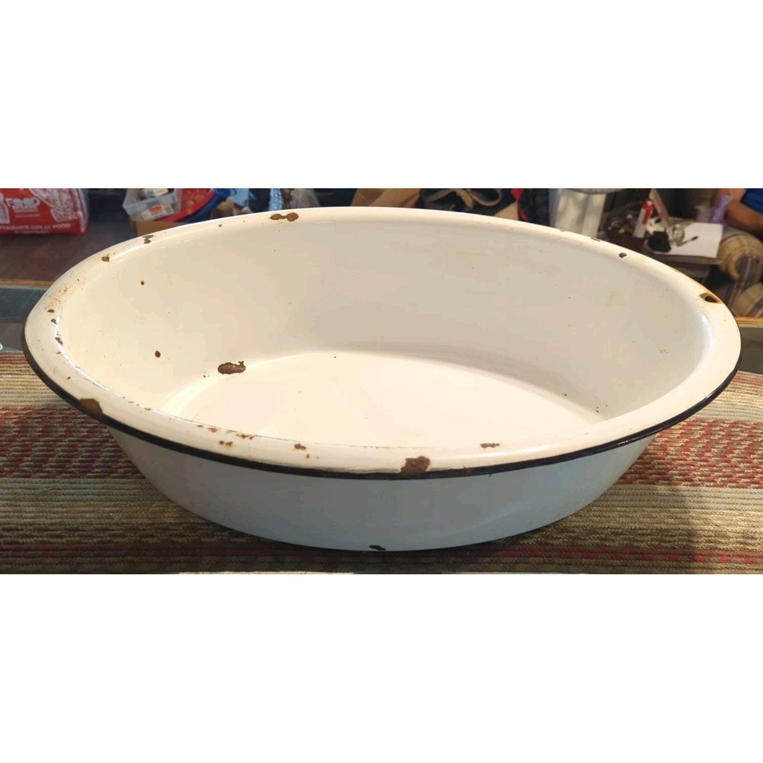 Vintage Enamel Wash Tub - Etsy