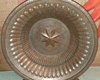 Gorgeous Copper Vintage Folk Art Primitive HANDMADE PUNCHED Wall Table Bowl VT