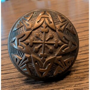 Antique Victorian Cast Bronze Door Knob Star Snowflake Other Decorative Pattern