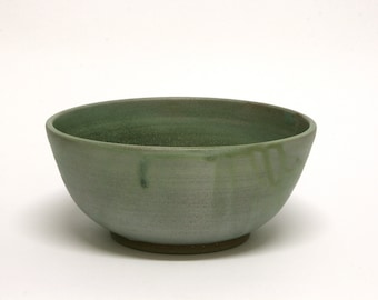 Pottery handmade, ceramic bowl with green matte shades. Handmade gift.