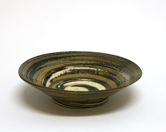 Pottery handmade, ceramic bowl. Unique combination of brownish swirled shades. Home gift.