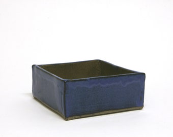 Ceramic handmade, rectangular blue box. Handmade home gift.