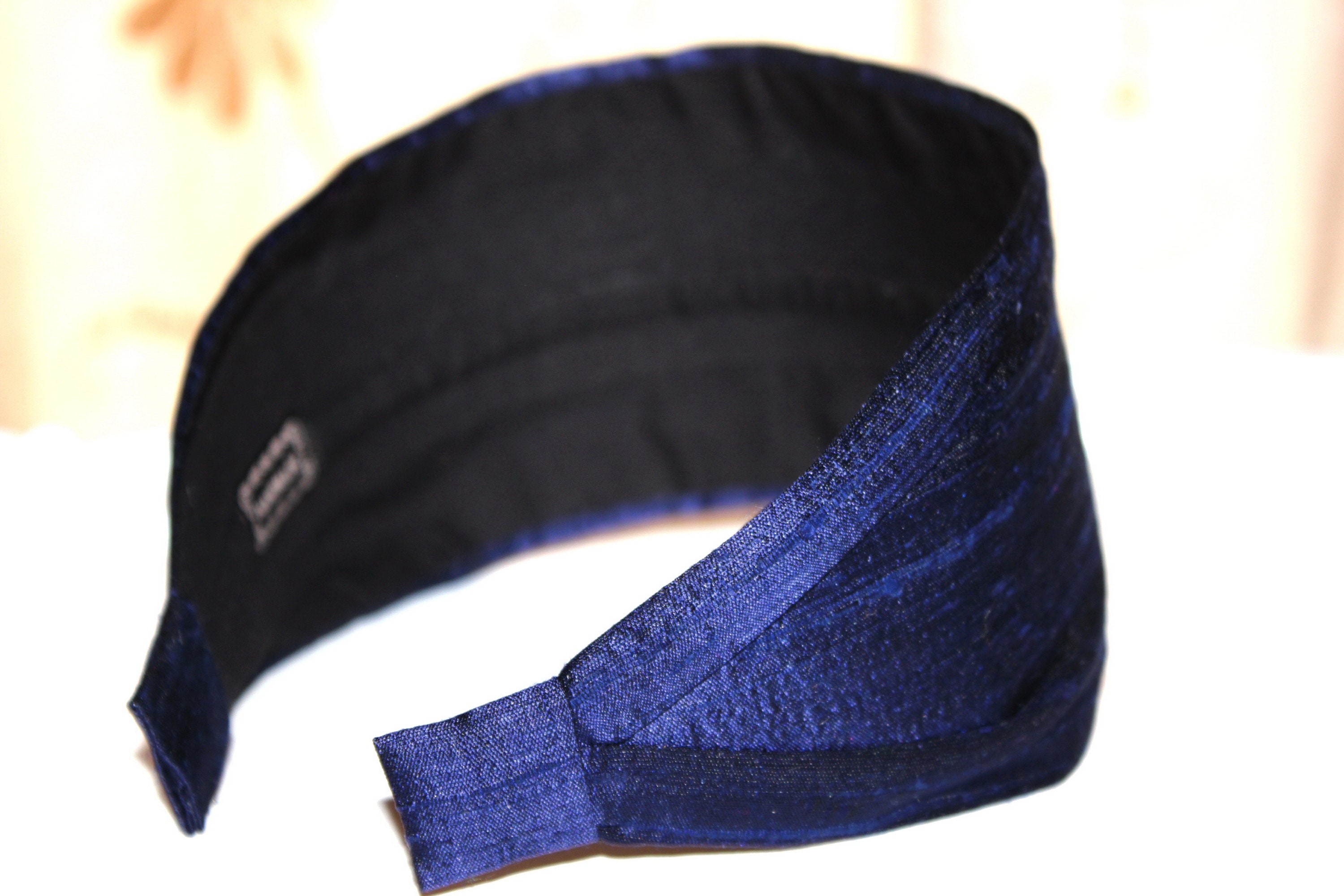 Navy Blue Silk headband women Silk hair scarf Wide headband Etsy