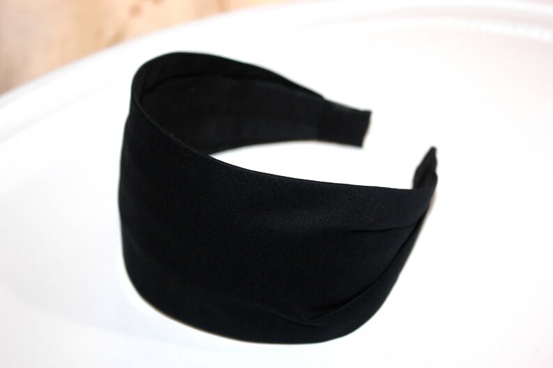 Plain black cotton headband adult wide fabric hairband solid Etsy