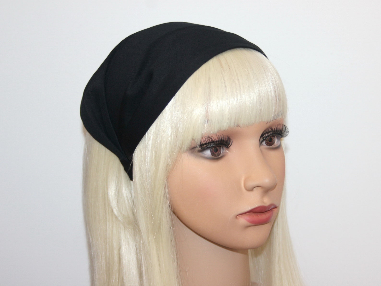 Wide Head Cover for Women 68 Inch Black Cotton Etsy