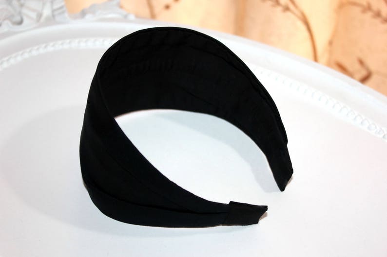 Plain black cotton headband adult wide fabric hairband solid Etsy