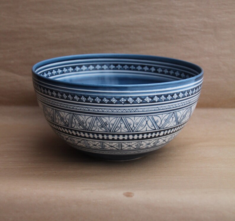 Salad Bowl in Blue Marli Pattern