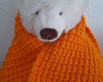 Bright Orange Hand Knitted Scarf 198cm x 24cm