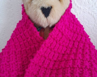 Bright Pink Hand Knitted Scarf 194cm x 24cm