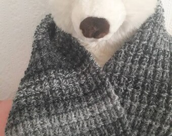 Grey Hand Knitted Scarf 194cm x 24cm