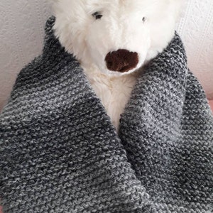 Grey Tones Hand Knitted Scarf 180cm x 24cm