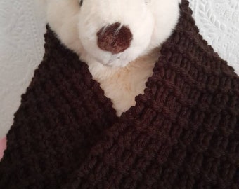 Chocolate Brown Textured Hand Knitted Scarf 194cm x 24cm