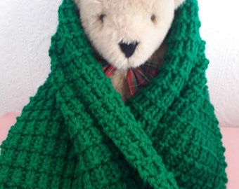 Emerald Green Hand Knitted Scarf 194cm x 24cm