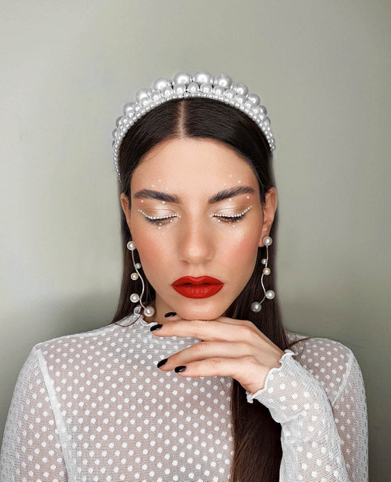 Double Triple Alice Pearl Headband / Pearl Crown / Wedding  display picture 1