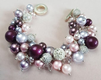 Pearl Bracelet | Chunky Wedding Bracelet | Rhinestone Pearl Bracelet | Swarovski  Jewelry | Bridesmaids Bracelet