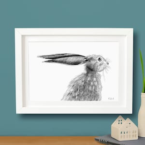 Hare Wall Art - A3 Wildlife Print - Animal illustration