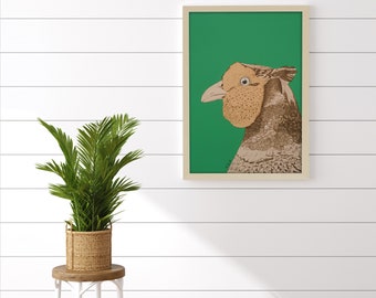 Fasan Illustration Kunstdruck: Wildtier Vogel Wanddekoration (A3)