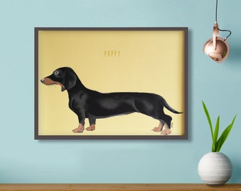 Personalised Dachshund Print - A3 Dachshund Print - Personalised Dog Print - Dachshund Wall Art - Scandinavian Print - Dog illustration