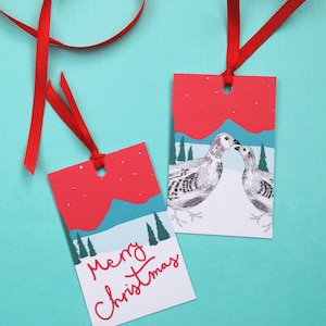Pheasant Gift Tag - Carta di Natale della fauna selvatica - Tag regalo illustrato - Tag regalo di Natale