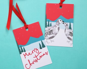 Illustrierte Weihnachts Geschenkanhänger im 6er Set