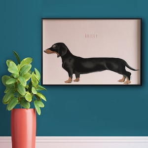 Personalised Sausage Dog Print - A4 Dachshund Print - Personalised Dog Print - Dachshund Wall Art - Scandinavian Print - Wall Art Print