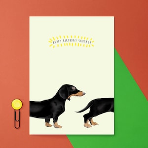 Sauser Dog Geburtstagskarte - Dackel Print - Haustier Karte