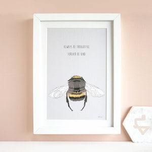 Bee illustration - British Bee Print - Bee Wall Art - A4 Bee Print - Gift for Friend