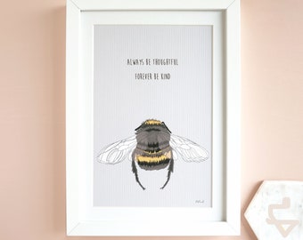 British Bee Print: 'Always Bee Kind' Wandkunst