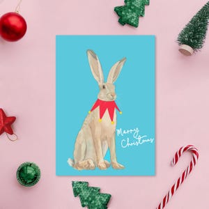 Carte de Noël lièvre - carte Woodland festive