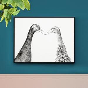 Duck Illustrated Print - A3 Duck Illustration  - New Home Gift - Runner Duck Wall Art