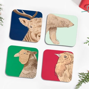 Christmas Wildlife Coaster Gift Set - Gift for Couple