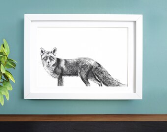 Woodland Fox Print - A3 Fox Print - British Wildlife Print - Wildlife art - Fathers Day Gift - Gift For Him