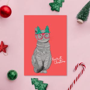 Carte de Noël drôle de chat - carte pour amoureux des chats