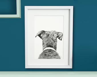 Dog Art Print - A3 Dog Illustration - Pet Gift - Dog Decor For Home - Dog Print Poster - Dog Gift - Black And White Illustration - Dog Art