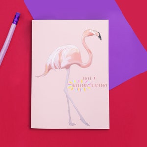 Flamingo Birthday Card - Card for Friend